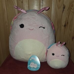 Pink Squishmallow Plush Snail Set